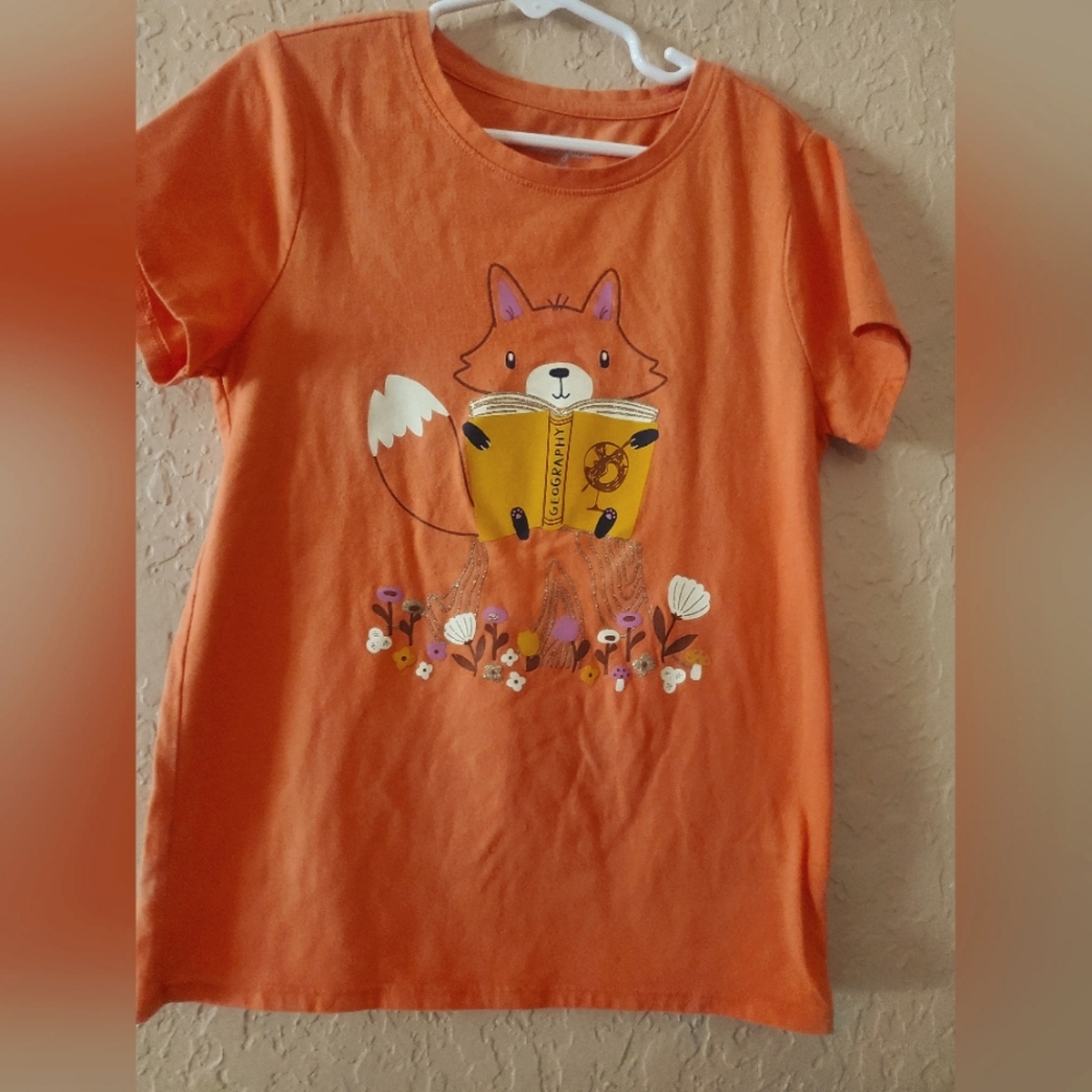 Cat and Jack Fox orange top girl size 7/8